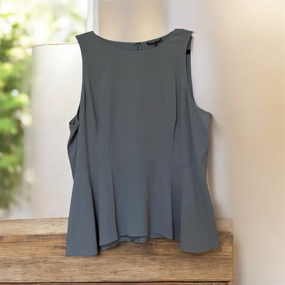 Eileen Fisher NWT Georgette Silk Peplum Flowy Tank in Grey Size M MSRP $238